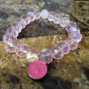 Pink Beaded Bracelet with Zodiac Charm